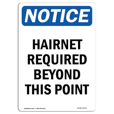 Signmission OSHA Sign, Hairnet Required Beyond, 5in X 3.5in Decal, 10PK, 3.5" W, 5" H, Portrait, PK10 OS-NS-D-35-V-15766-10PK